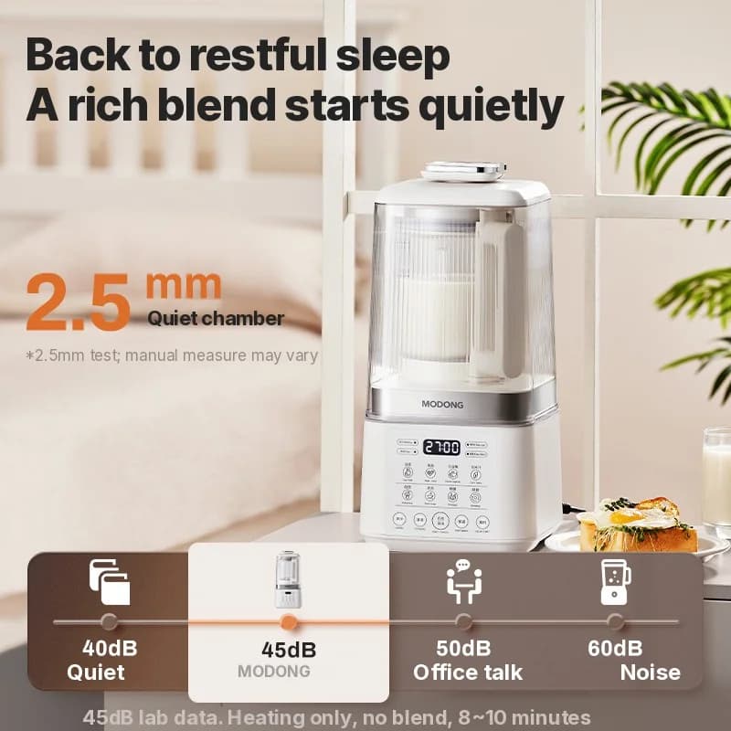 Blender cu încălzire, funcționare silențioasă și funcție de menținere a căldurii