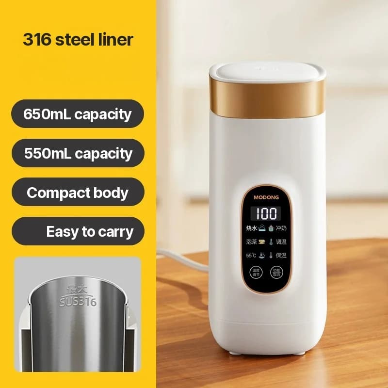 Cană electrică portabilă de încălzire 650ml cu căptușeală 304 sau 316