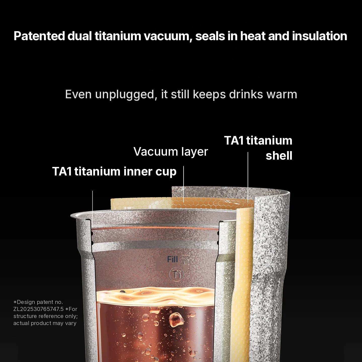 Cană electrică de călătorie din titan 400ml cu afișaj temperatură