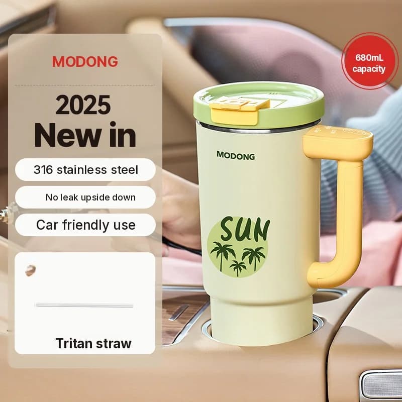 Cană electrică portabilă de încălzire cu interior din oțel inoxidabil de 680ml