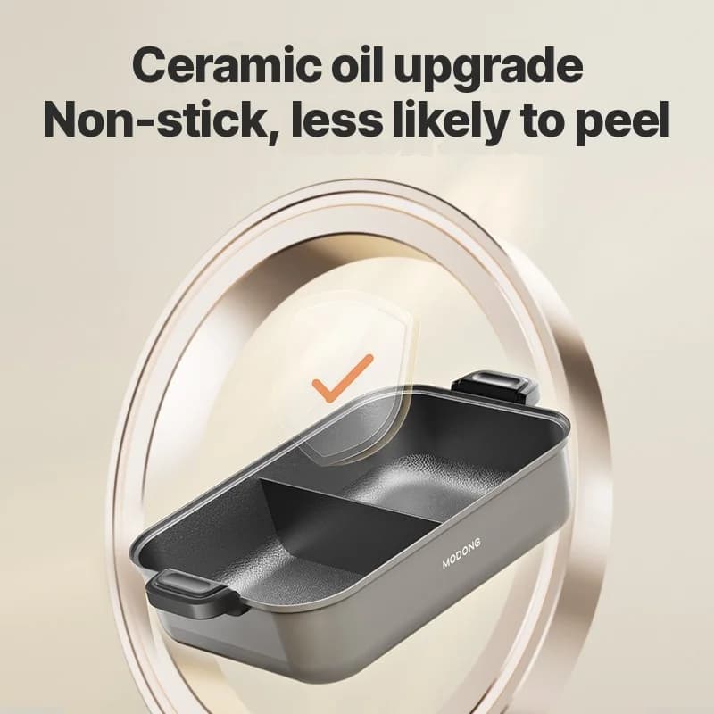Oală electrică split pentru hot-pot cu strat antiaderent, capacitate 8L