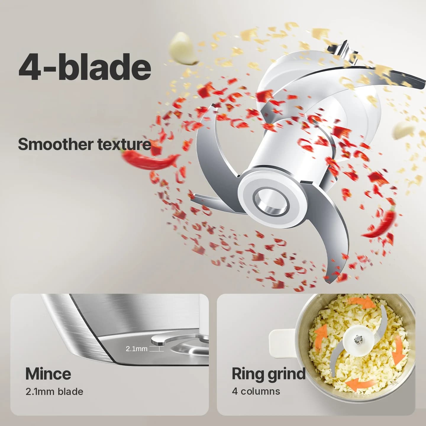 Tocător electric wireless de alimente, 100W, mini tocător de usturoi