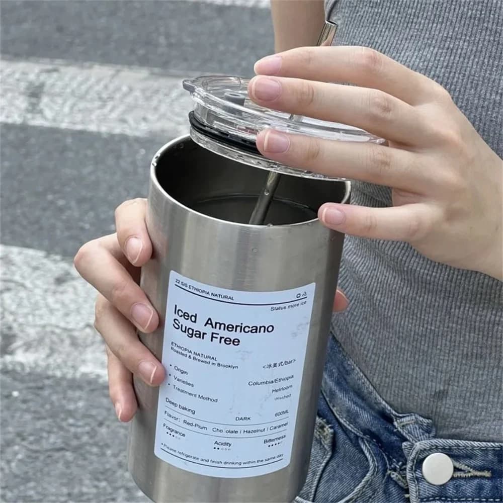 Cană termos cu pai 600ml
