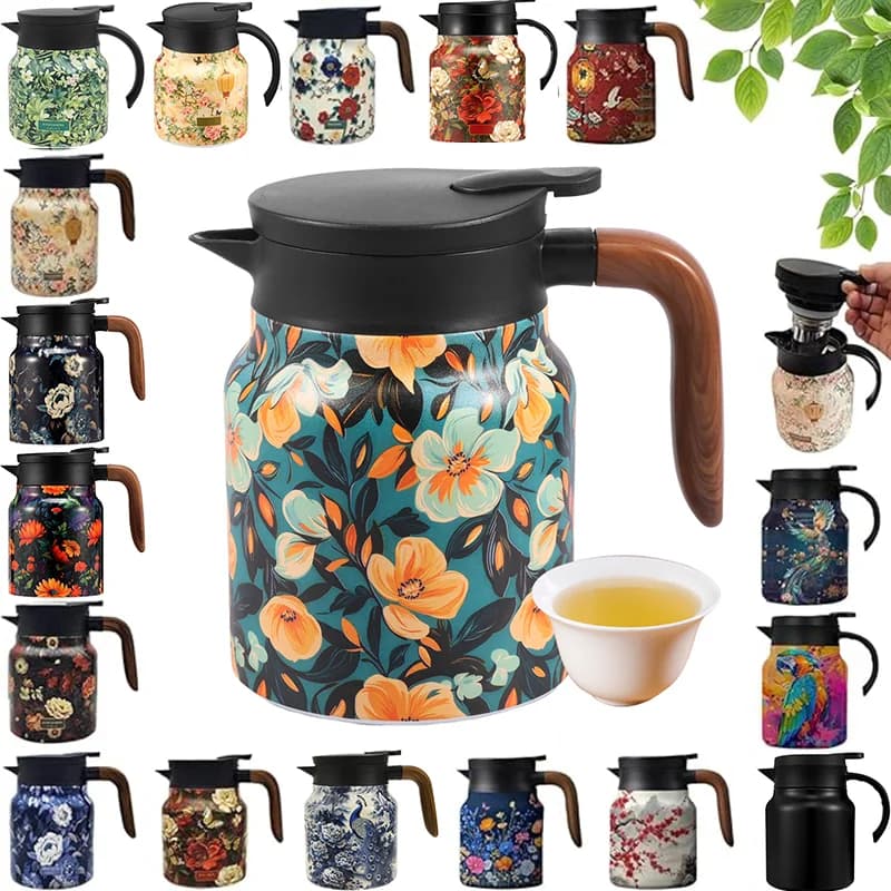 Set termos pentru ceai vintage cu flori