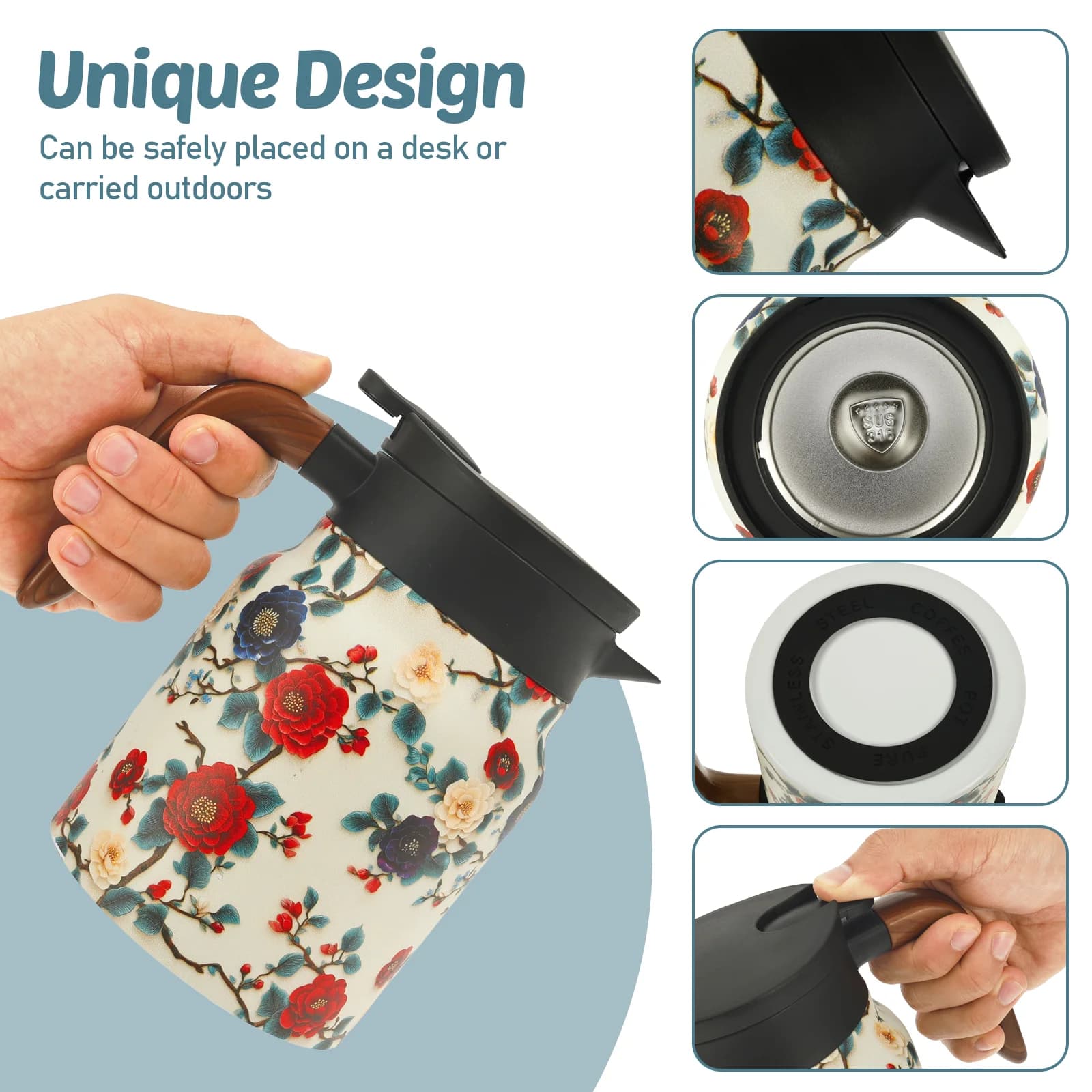 Set termos pentru ceai vintage cu flori