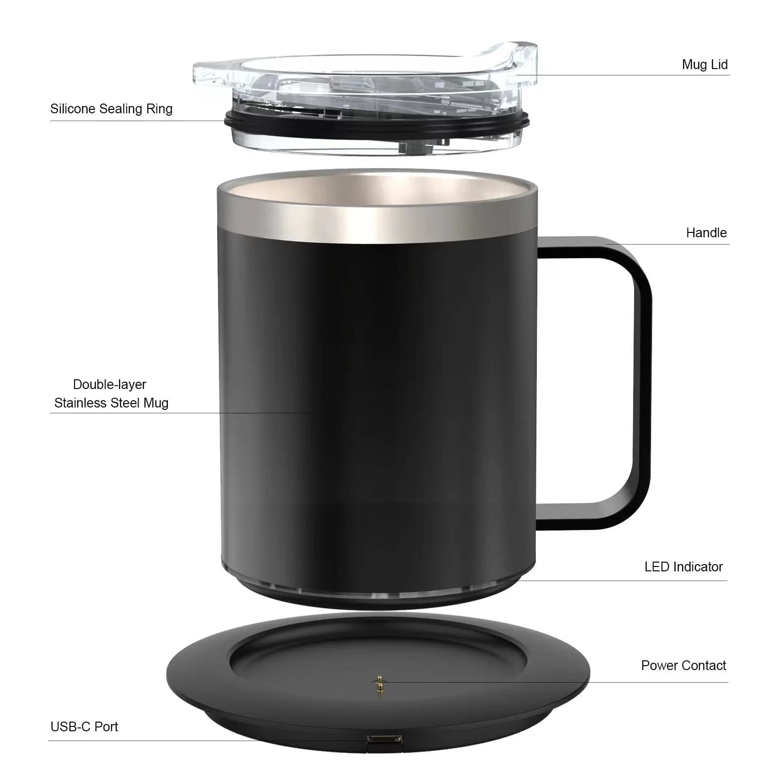 Cană de cafea încălzită USB, 12oz