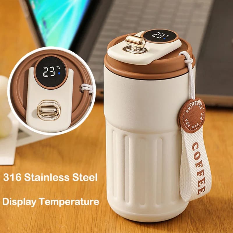 Cană termos 450ml cu afișaj de temperatură